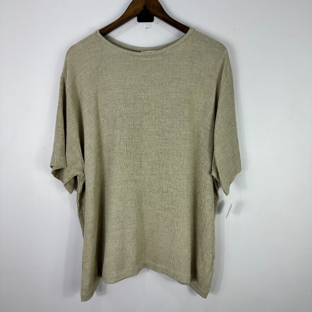 Risa Top Women XL Oversized Beige Slouchy USA Minimalist Artsy Lagenlook Texture